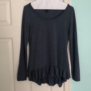 Blue ruffled blouse
